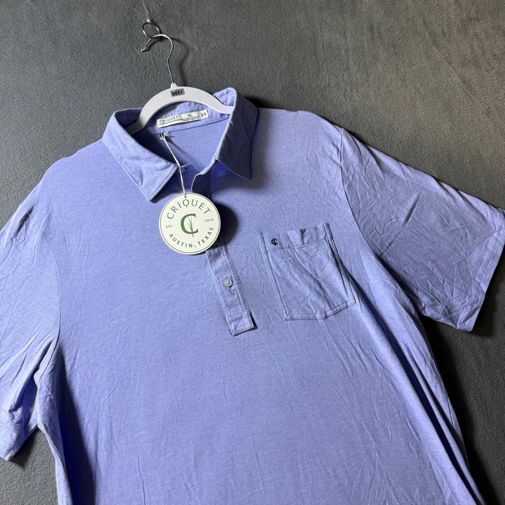 Criquet Mens Players Shirt XL Light Purple Pima Cotton Stretch Polo Short Sleeve